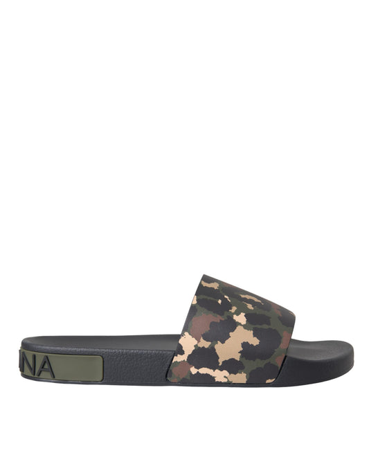 Dolce & Gabbana Camouflage Leder Pantoletten