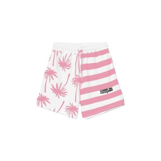 Comme Des Fuckdown pinke Shorts mit Streifen und Palmenprint und Logo