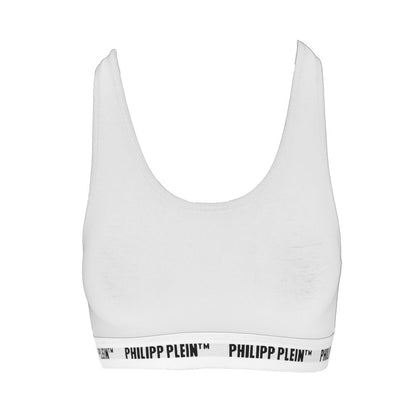 Philipp Plein Elegantes weißes Logo-Elastik-Damen-Top Duo