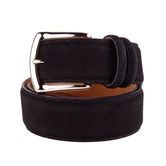 Made in Italy Elegant black suede calfskin belt