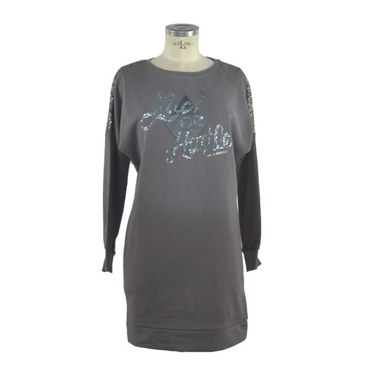 Imperfect Schickes graues Sweatshirt-Kleid mit langen Ärmeln