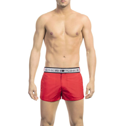 Bikkembergs Rote Micro-Badeshorts mit kontrastierendem Band