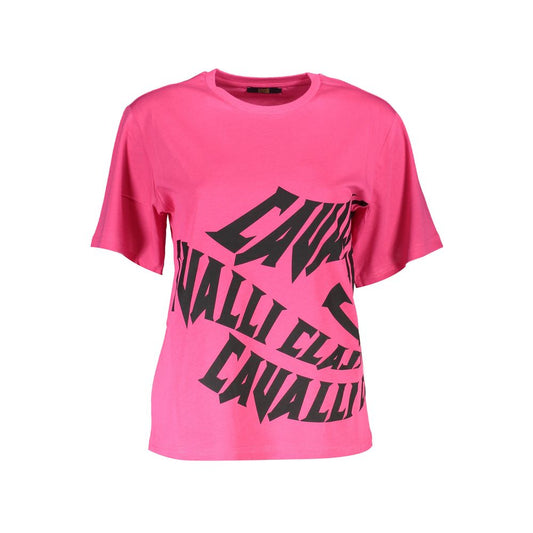 Cavalli Class Schickes rosa Baumwoll-T-Shirt