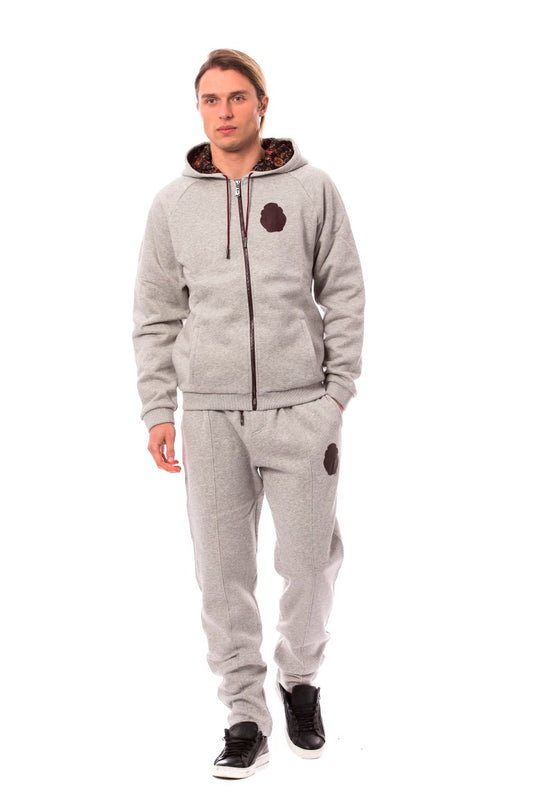 Billionaire Italian Couture Elegant grey cotton sweatsuit ensemble