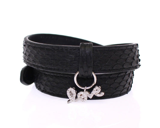 Nialaya Exquisite Black Snakeskin Bracelet 925 Sterling Silver