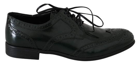 Dolce & Gabbana Elegante Grüne Brogues Oxford Wingtip Flats