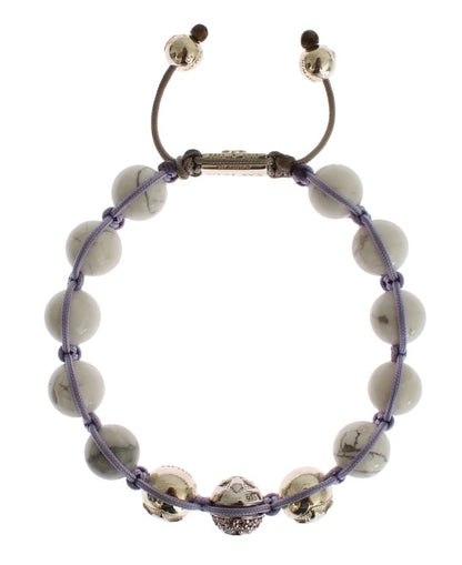 Nialaya Elegantes Silber lila CZ & Howlite Armband