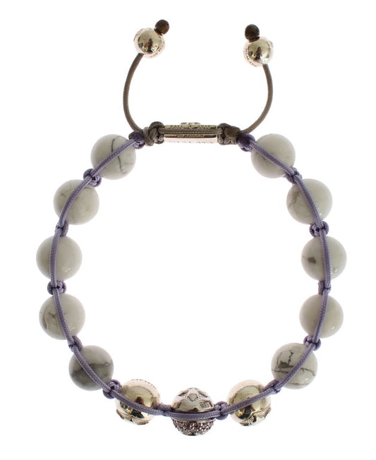 Nialaya elegante braccialetto in argento con zirconi viola e howlite