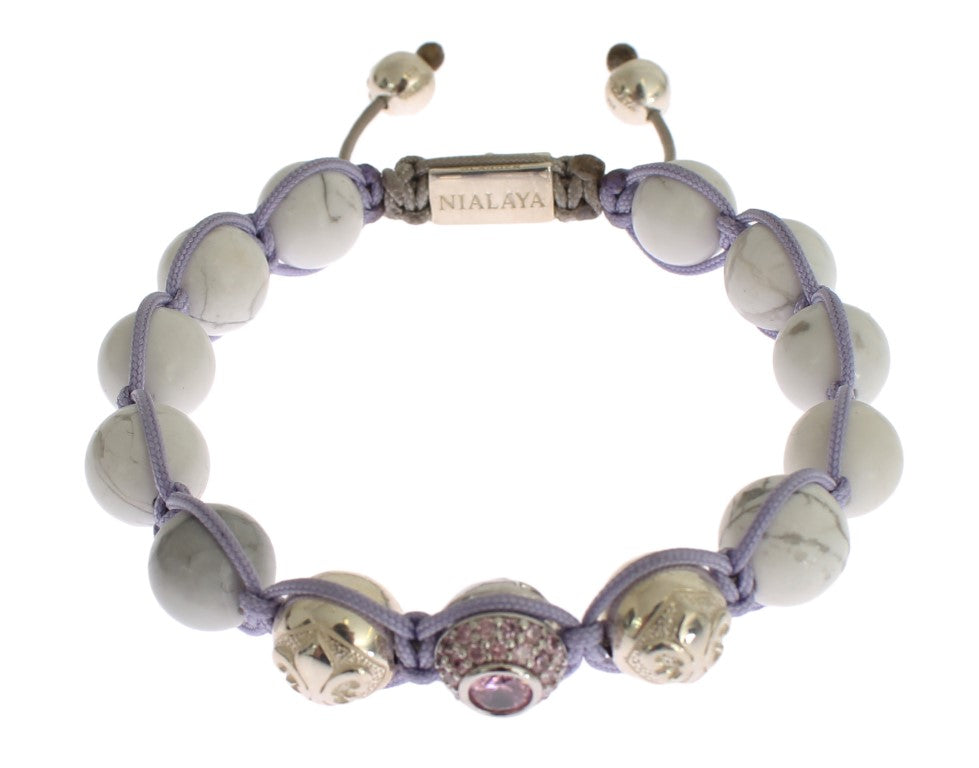 Nialaya Elegantes Silber lila CZ & Howlite Armband