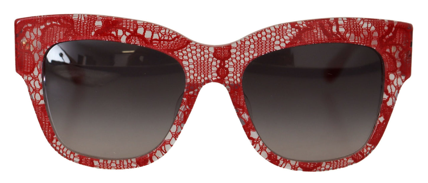 Dolce & Gabbana rote Sonnenbrille mit Spitzendetail