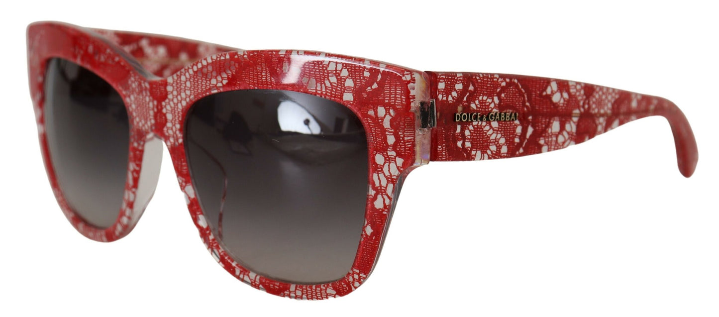 Dolce & Gabbana rote Sonnenbrille mit Spitzendetail