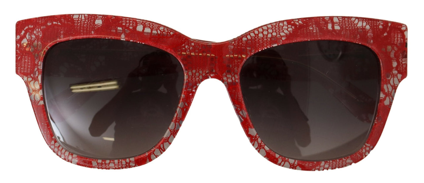 Dolce & Gabbana rote Sonnenbrille mit Spitzendetail