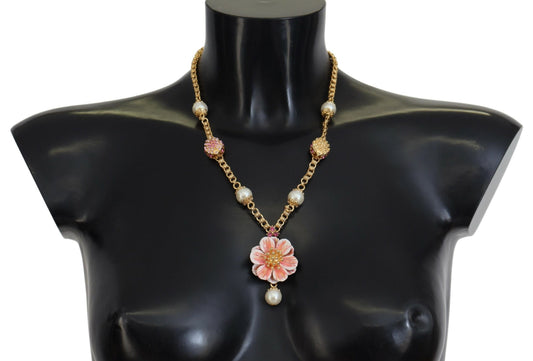 Dolce &amp; Gabbana Elegant Floral Statement Charm Necklace