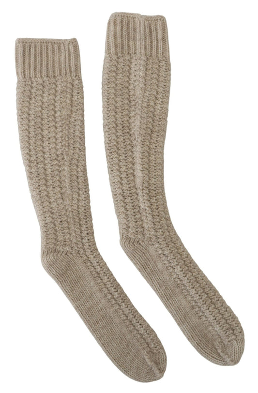 Dolce &amp; Gabbana beige wool blend over-calf socks