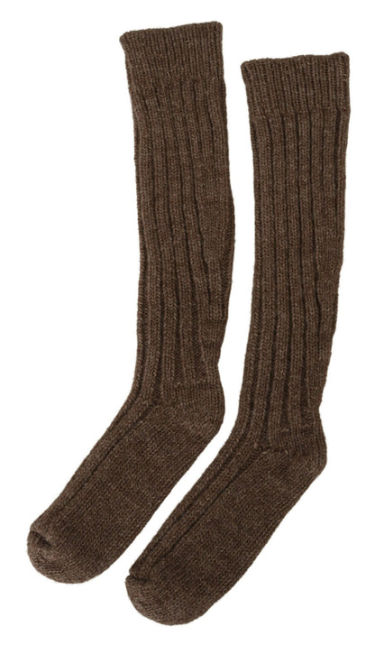 Dolce & Gabbana Schicke braune Wollmischung Over-Calf-Socken