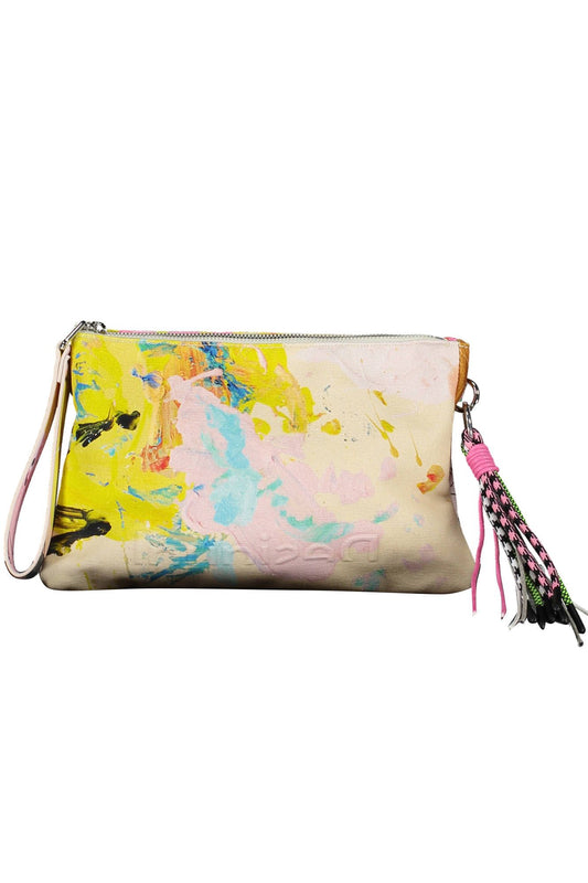 Desigual Schicke weisse Baumwollhandtasche mit kontrastierenden Details