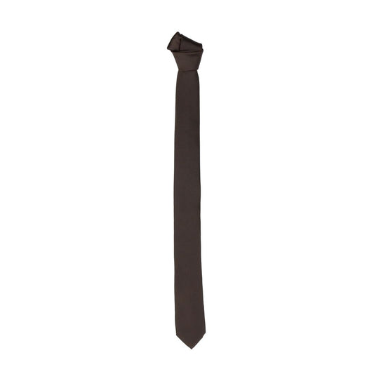 Emilio Romanelli Slim brown silk tie - Elegant basic element of men's fashion