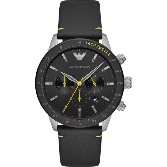 Emporio Armani Elegant chronograph watch with leather strap