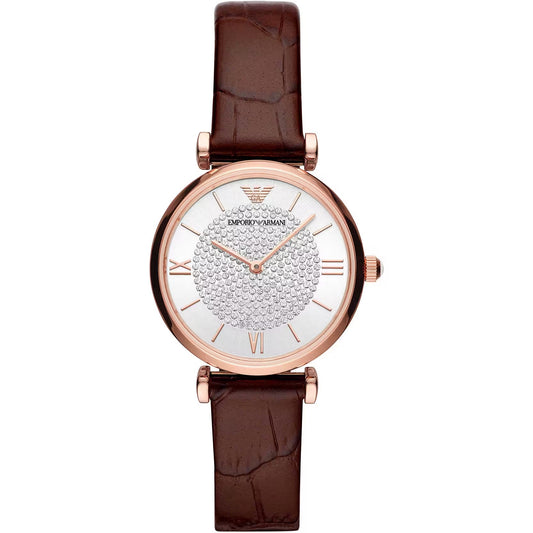 Emporio Armani Elegante Bordeaux Lederuhr